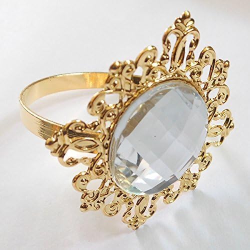 Tangpan 10pcs Gold-Light Rhinestones Napkin Rings for Weddings, Shiny Pearl Napkin Rings