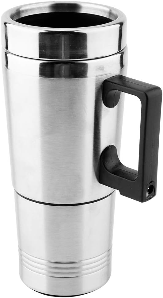 Car Heating Cup, 350ml + 150ml Stainless Steel Portable Hot Water Cup, Electric Quick Heating Bottle