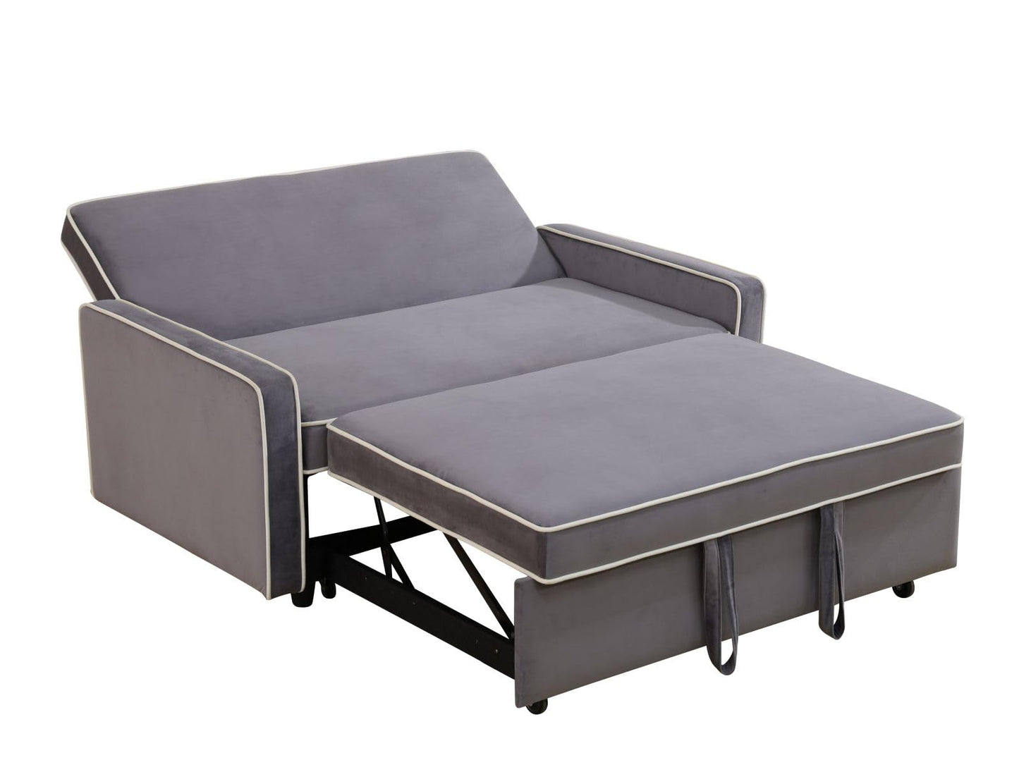 UOCFYK 3-in-1 Convertible Sofa Sleeper Bed 2-Seat Comfy Lounge Loveseat with Adjustable Backrest, Flannel Pull Out Fabric Lazy Couch Chaise, Perfect for Home Apartment Dorm Office Living Room, Gray