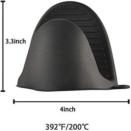 Mini Oven Mitts - Cooking Pinch Grips, Silicone Potholder for Kitchen Cooking 2pcs (Black)