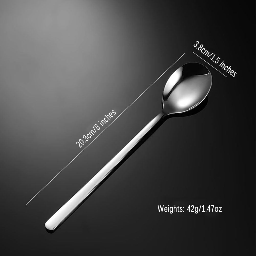 2 Pieces Korean Soup Spoons, Long Handle Stainless Steel Rice Spoon for Home or Restaurant Use