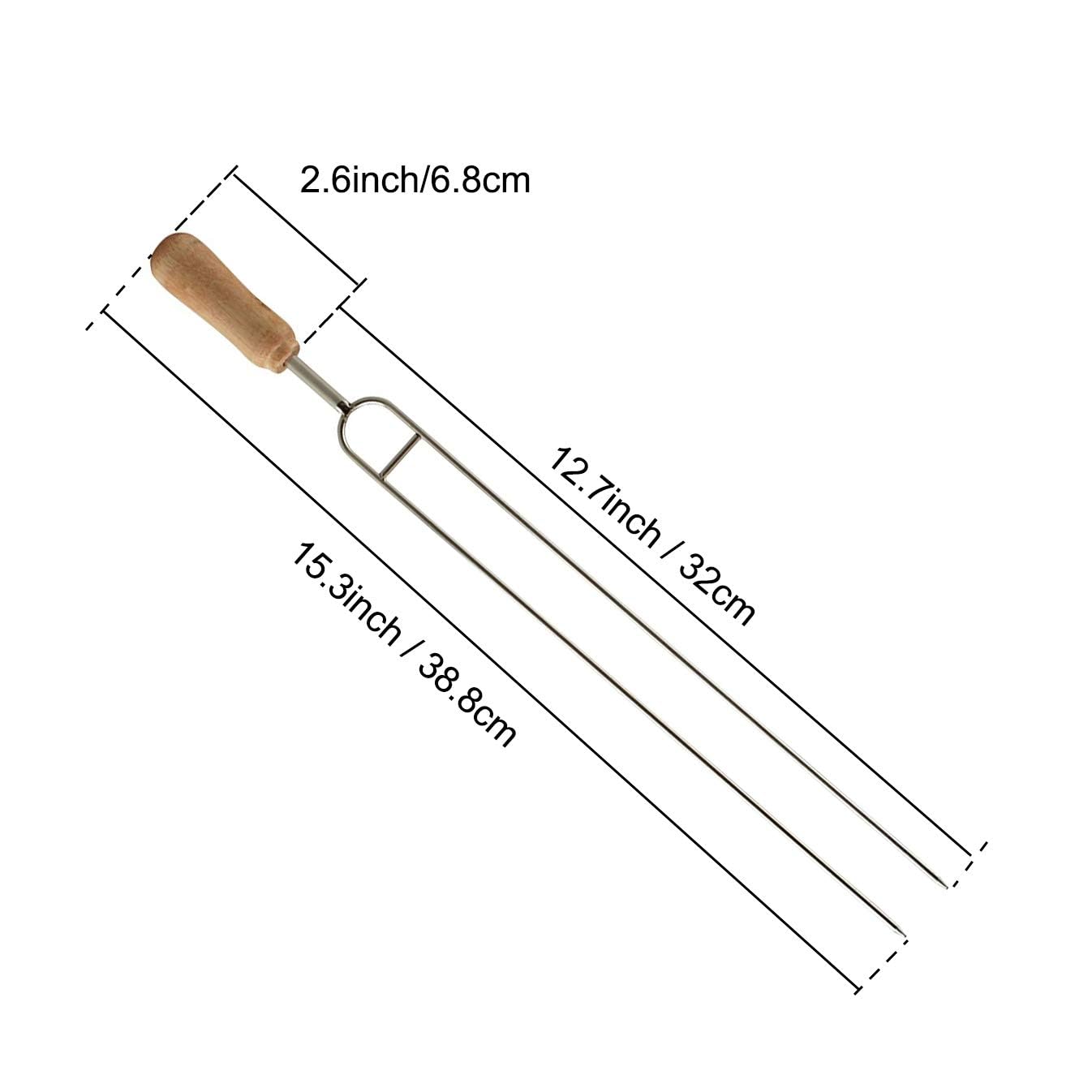 IMEEA Double Pronged Skewers for Grilling Stainless Steel Kabobs Barbecue Skewers with Wooden Handle 15.3-Inch