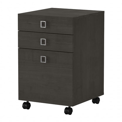 Bush Business Furniture Echo 3 Drawer Mobile File Cabinet in Charcoal Maple