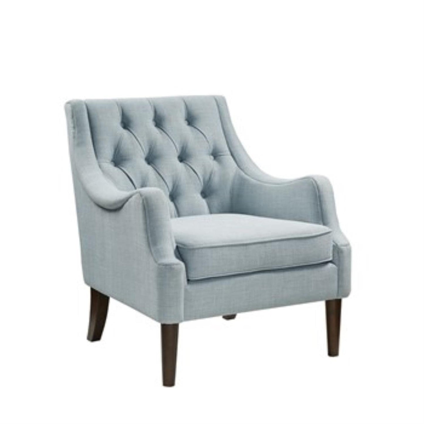Madison Park Accent Chair for Living Room, Upholstered Button Tufted Back, Removable 5.75" T Seat Cushion, Solid Wood Legs, Modern Accent Armchair Family Room Furniture, Bedroom Chair, 29.25" W Blue