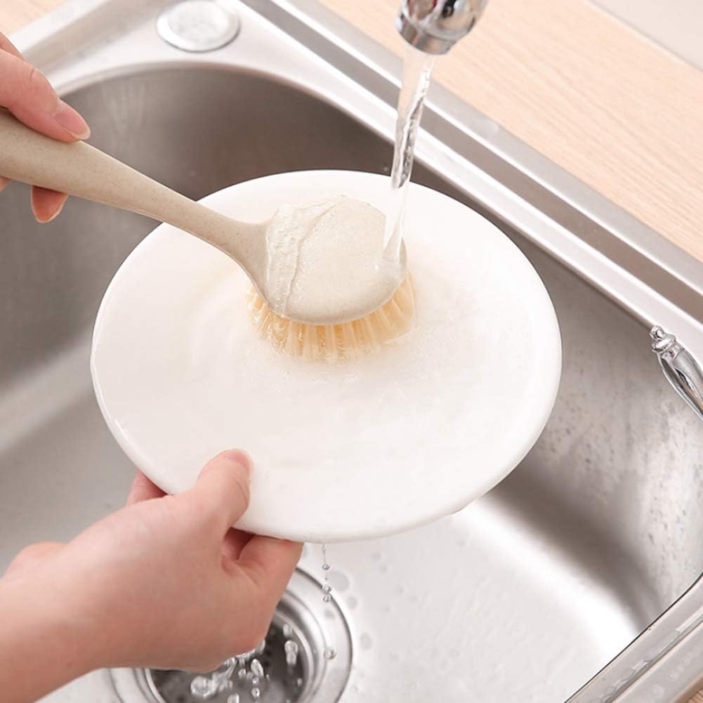 Jerliflyer Dish Brush with Handle, Long Handle for Cleaning Dishes, Pots, Pans, Sinks, Stoves
