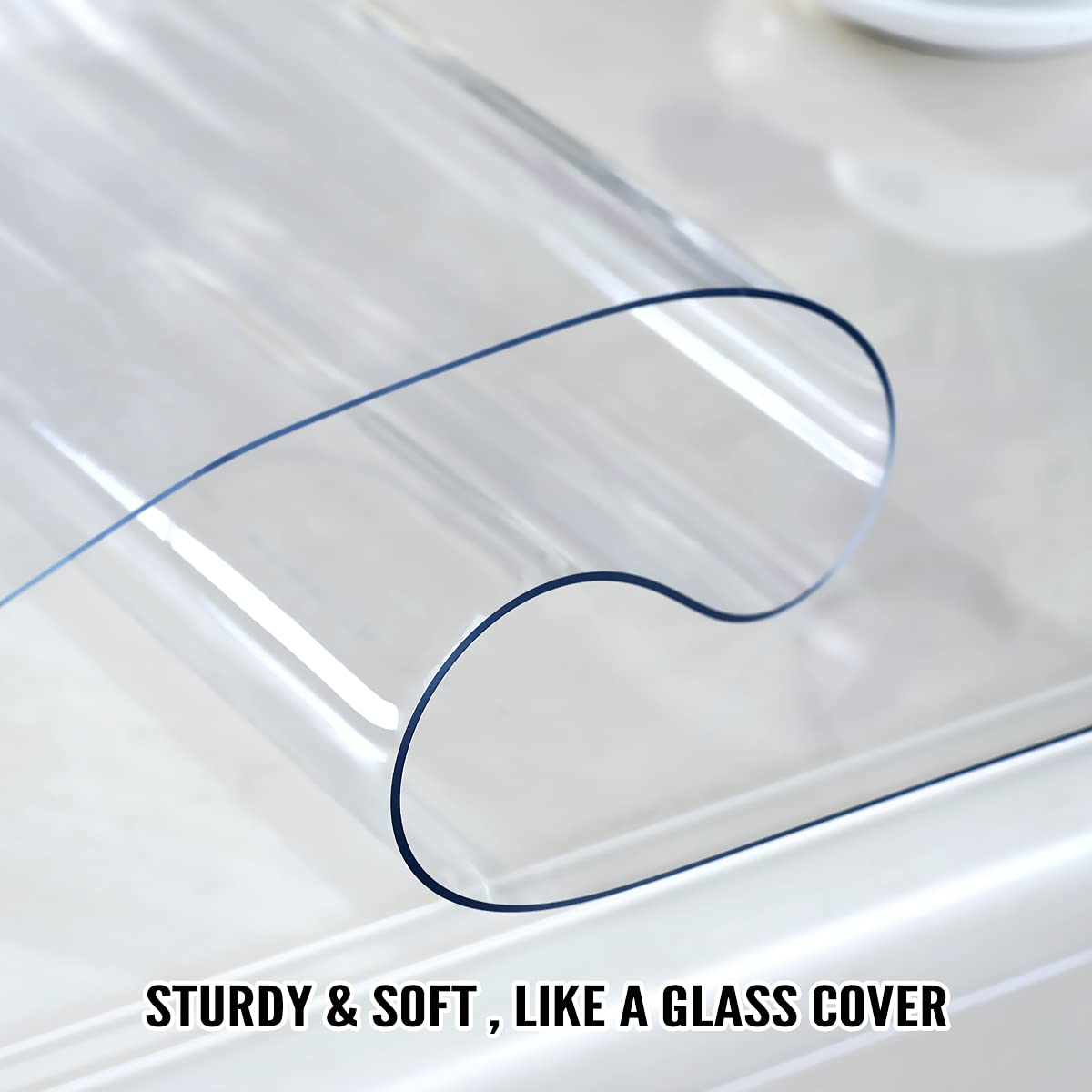 Royhom Clear Table Protector 42 x 90 Inch - 2mm Thick Plastic Table Cover, Clear Table Cover Protector Rectangle, Waterproof PVC Desk Mat for Coffee Table, Writing Desk, Dining Room, Dresser