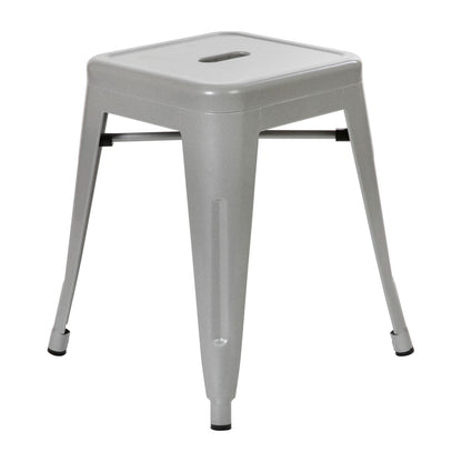 Flash Furniture Metal Dining Table Height Stool - Backless Silver Kai Commercial Grade Stool - 18 Inch Stackable Dining Chair - Set of 4