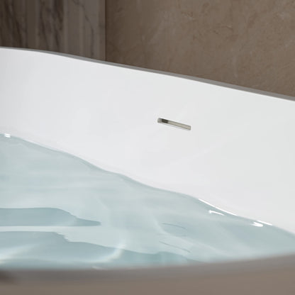 WOODBRIDGE 59" L x 29-7/8" W Luxury Contemporary Solid Surface Stone Resin Freestanding Bathtub in Matte White