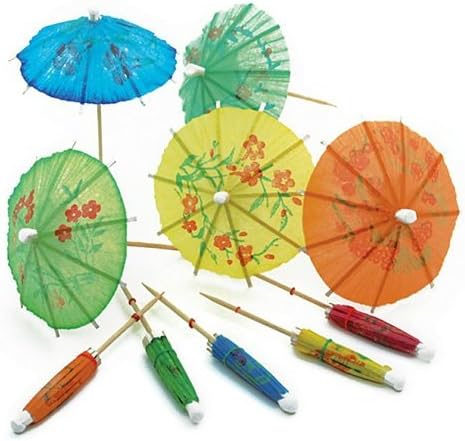 Charmed Luau Tropical Hawaiian Party Decorations - 144 Paper Cocktail Umbrellas, Grass Table Skirt, Lei Garland