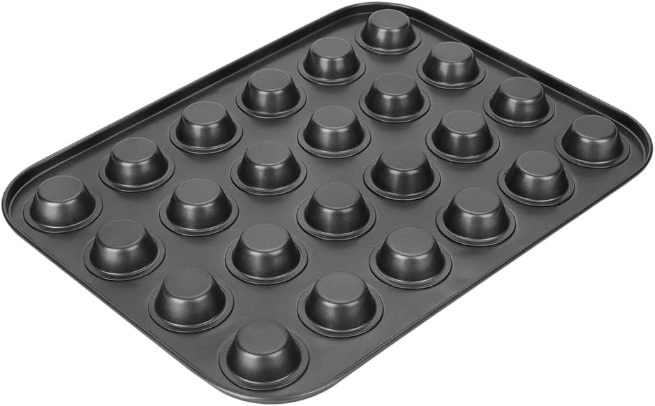 Muffin Pans, 24 Cups Nonstick Steel Cupcake Pan, Black Bakeware for Mini Muffin Tins and Baking