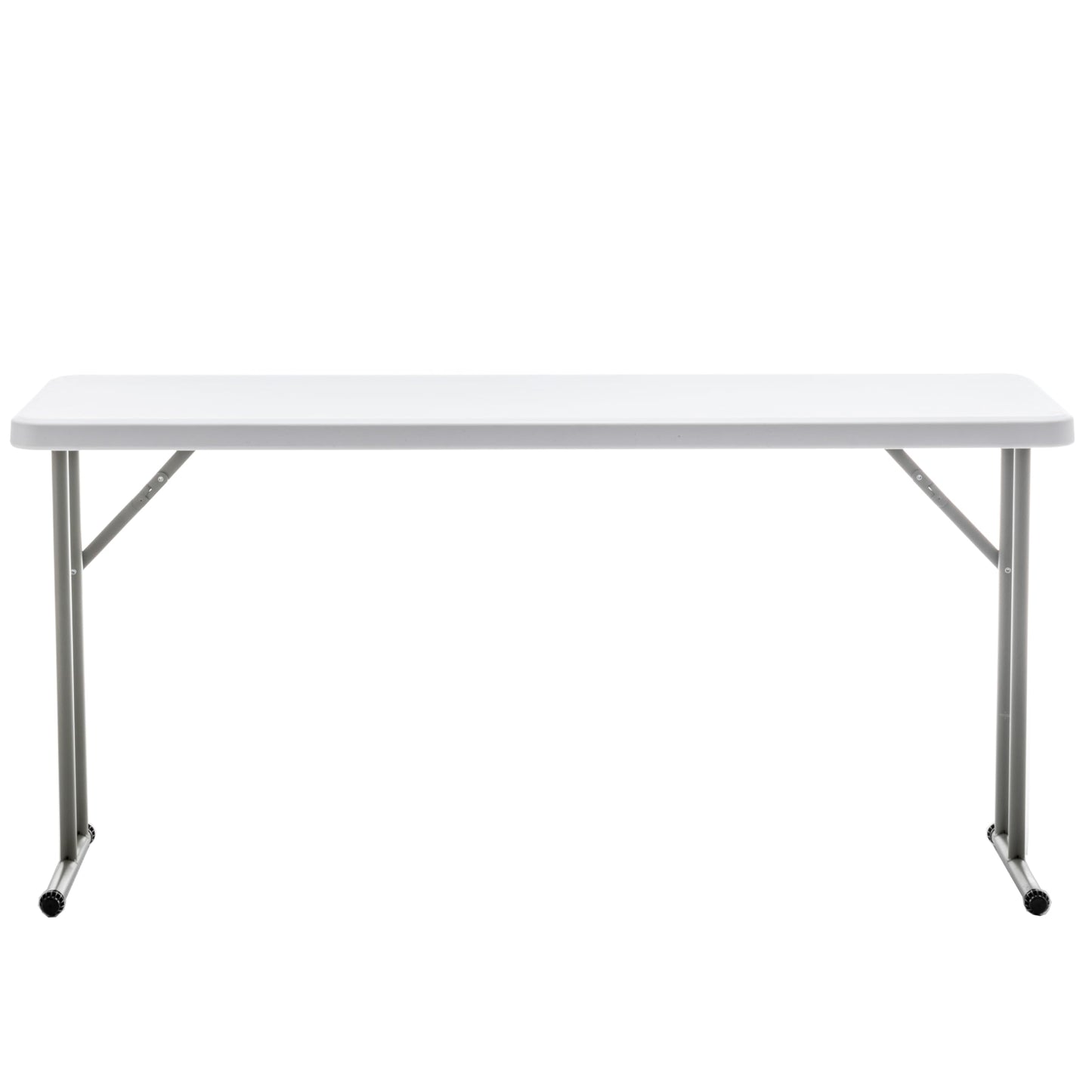 BTEXPERT Set of 5, 5-Foot - 60" Long White Plastic Folding Seminar Training Table Portable 18" Wide Narrow, 29" High, Events Indoor Outdoor Lightweight
