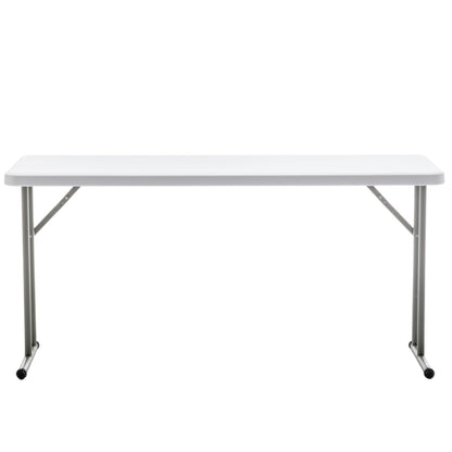 BTEXPERT Set of 5, 5-Foot - 60" Long White Plastic Folding Seminar Training Table Portable 18" Wide Narrow, 29" High, Events Indoor Outdoor Lightweight