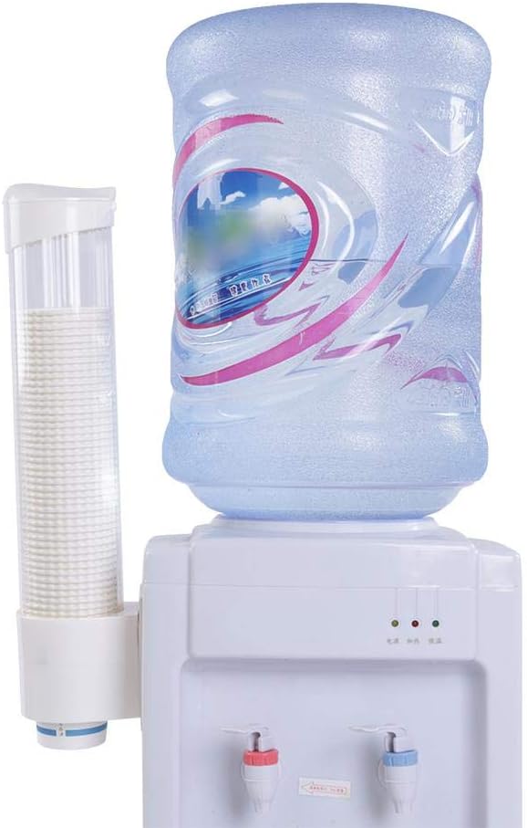 Paper Plastic Cup Dispenser for 60-80 Cups - One Touch Button Holder (White)