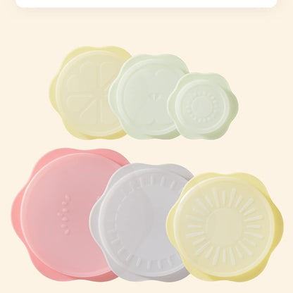 Food Storage Silicone Stretch Lids Set, 6 Pcs Different Sizes, Fruit Pattern Food-grade Reusable Covers, Microwave Safe