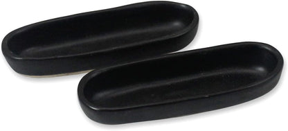 roro Modern Minimalist Matte Black Oval Pinch Bowls, Handmade Ceramic Stoneware for Spices, Sauces, Set of 2