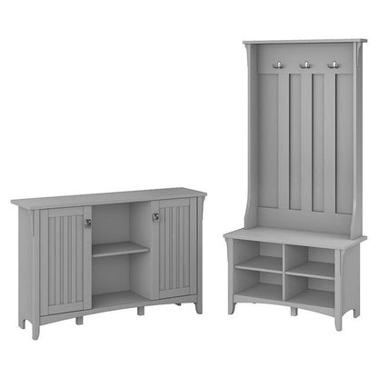 Bush Home Salinas Entryway Storage Set with Hall Tree, Shoe Bench and Accent Cabinet in Cape Cod Gray
