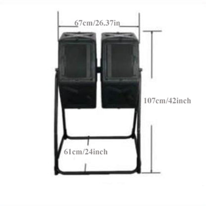 Kitchen Compost Bin, Compost Bin Tumbling Composter Rotating w/ 2 Doors Compost Bin, Dual Chamber All Season Heavy Duty Outdoor Gardening Composting Tumblers Garden Yard (140L/37 Gallon, Black) ,Indoo