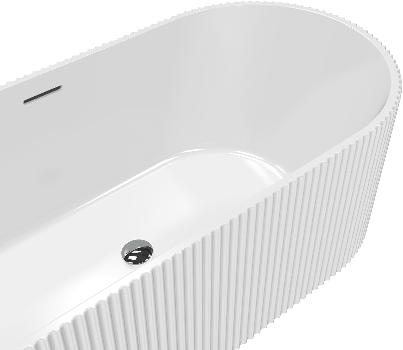 67" Acrylic Freestanding Soaking Bathtub, Deep Ergonomic Design with Lumbar Support, Integrated Overflow Drain, Non-Slip Base,cUPC Certified Modern Bathroom Tub, Easy Installation for Bathroom