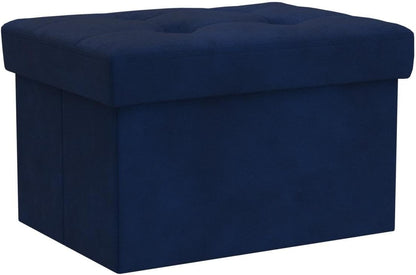 16X12X12IN LINMAGCO Small Velvet Ottoman with Storage Rectangle Foot Rest Under Desk Stool for Room Folding Ottoman