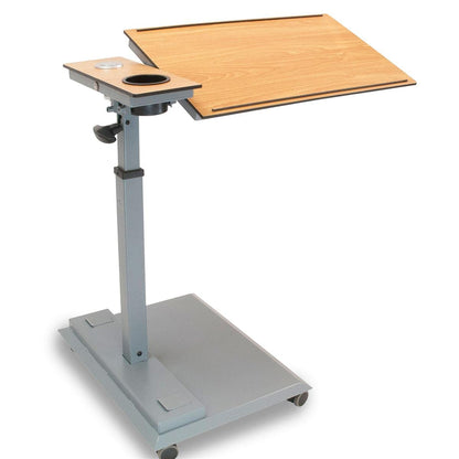 WiseLift Table – 360° Swivel – Up to 45° Tilt – Height Adjustable – Built-in Cup Holder and 3 USB Charging Ports (Wood)