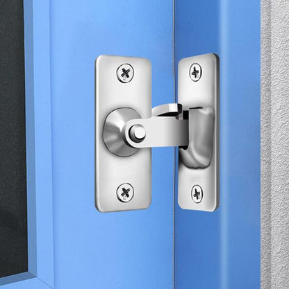 90 Degree Right Angle Door Lock Buckle Safety Door Lock Bolt, Stainless Steel Door Latch for Wooden Fences, Doors, Windows, Safety Sliding Door Latch… (Silver)