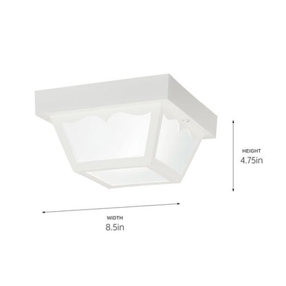 Kichler 8.5" Polypropylene 1 Light Flush Mount with Frosted Glass in White
