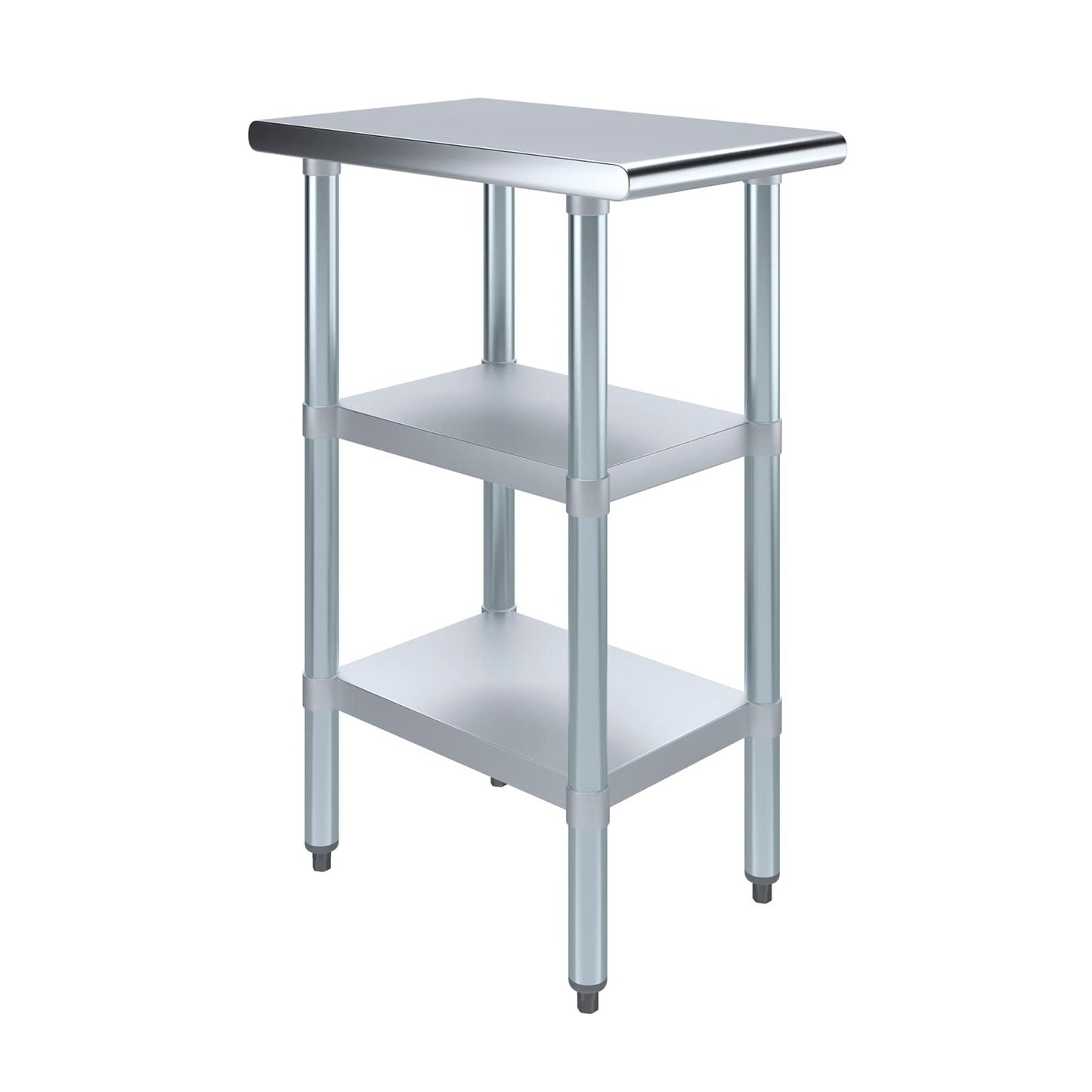 Stainless Steel Work Table with 2 Shelves | Metal Utility Table | Commercial & Residential NSF Utility (Stainless Steel Table with 2 Shelves, 30" Long x 24" Deep)