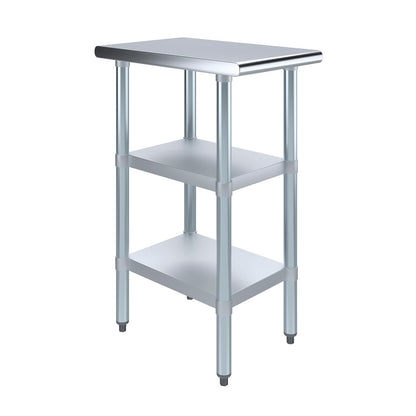 Stainless Steel Work Table with 2 Shelves | Metal Utility Table | Commercial & Residential NSF Utility (Stainless Steel Table with 2 Shelves, 30" Long x 24" Deep)