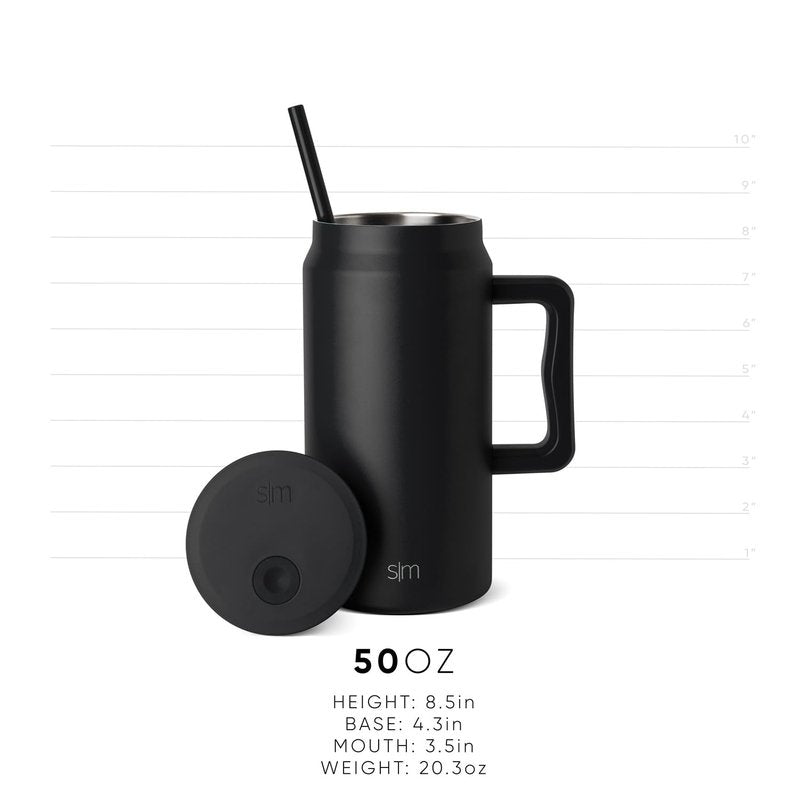 Simple Modern 50 oz Mug Tumbler with Handle and Straw Lid | Reusable Insulated Stainless Steel Large Travel Jug Water Bottle | Gifts for Women Men Him Her | Trek Collection | 50oz | 80s Mix