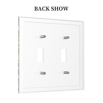Ihsourgnitnem Decorative Switch Plates Tropical Leves And Safari Animals 2 Gang Double Toggle Outlet Light Switch Cover Wall Plate Electrical Faceplate For Nursery Kids Room Decor