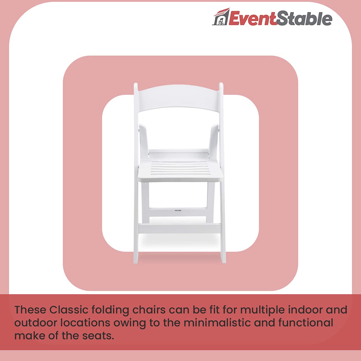 EventStable Titan PRO Resin Folding Chair - Indoor/Outdoor Lightweight Chair - Slatted Seat Folding Chair for Weddings Parties Events - 50 Pack