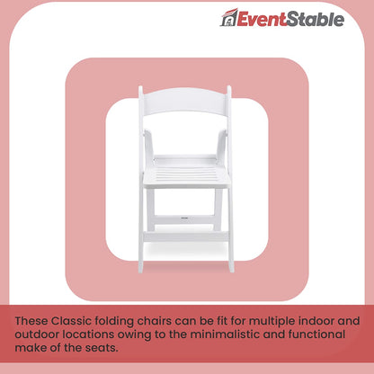 EventStable Titan PRO Resin Folding Chair - Indoor/Outdoor Lightweight Chair - Slatted Seat Folding Chair for Weddings Parties Events - 50 Pack