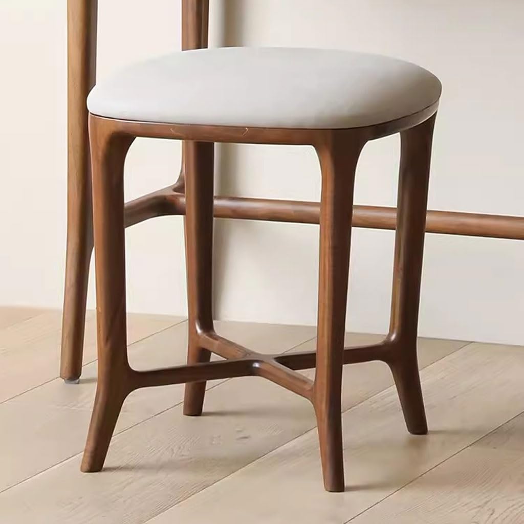 ASWAD Vanity Stools Solid Wood Dressing Stool, Soft Bag Stool, Bedroom Dining Table Stool, Household Simple Picnic Stool, Wooden Stool Small Footstool