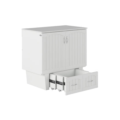 AFI, Sydney Twin Wood Murphy Bed Chest with 6" Mattress, Storage Drawer & Built-in USB Charger, White