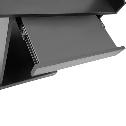 Church Pulpit, Heavy Duty Wooden Conference Presentation Stand, 43.3'' Tall Presentation Stand with Spacious Drawer for Office Church, Wooden Pulpit for Restaurants,Churches, Seminars Schools (Black)