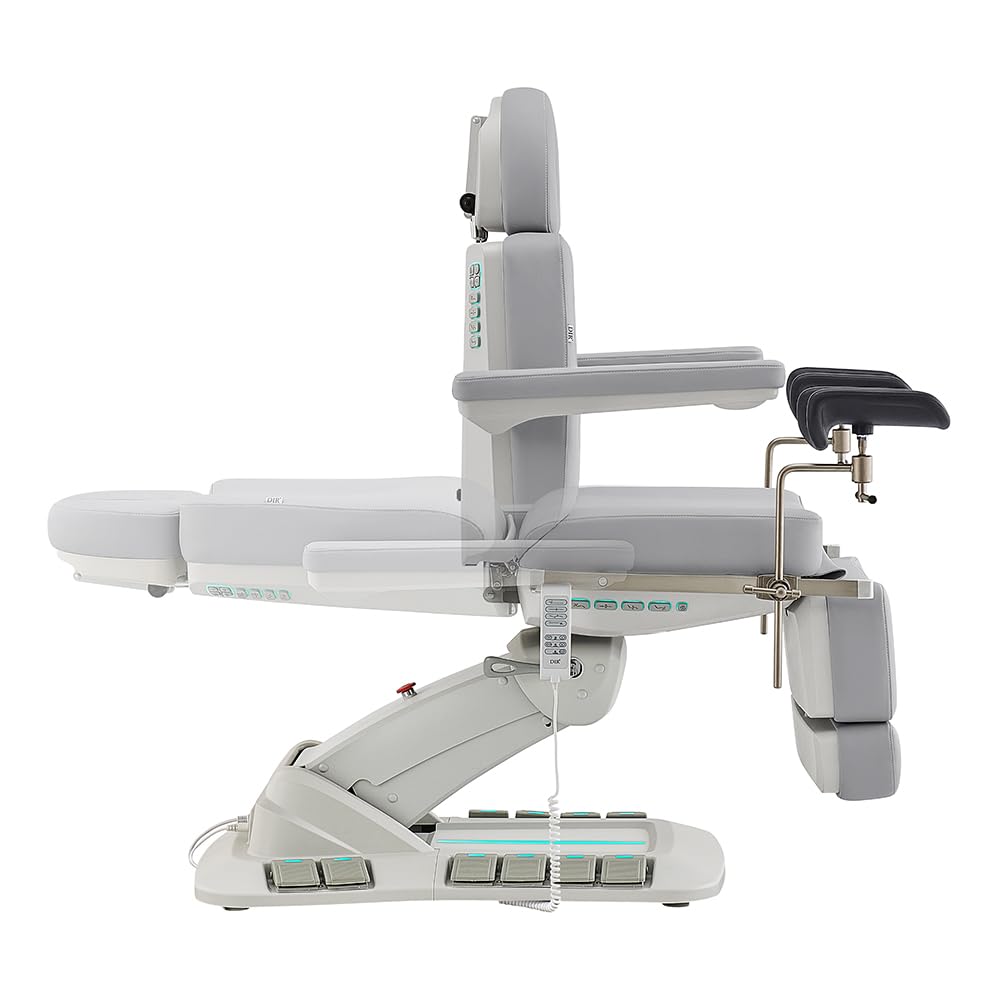 Dir Medical Spa Chair 4-Motor Electric Medical Examination Room Table with Stirrups Spa Beauty Bed Esthetician Chair Facial Bed with Position Memory Function Geneva