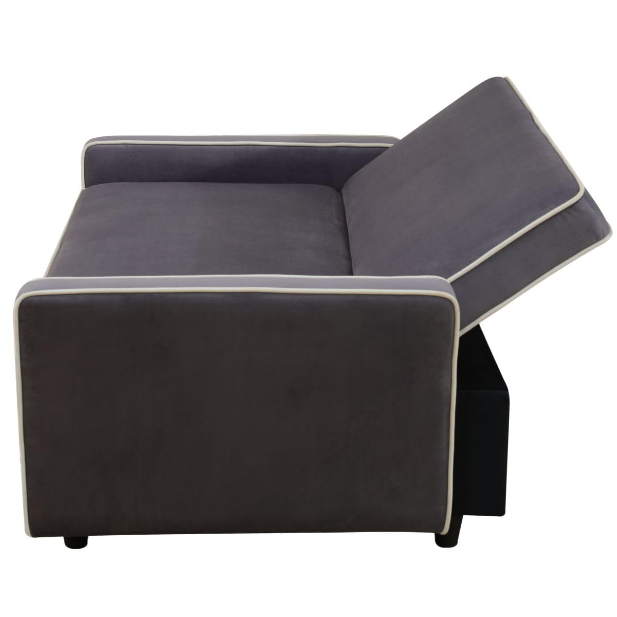 UOCFYK 3-in-1 Convertible Sofa Sleeper Bed 2-Seat Comfy Lounge Loveseat with Adjustable Backrest, Flannel Pull Out Fabric Lazy Couch Chaise, Perfect for Home Apartment Dorm Office Living Room, Gray