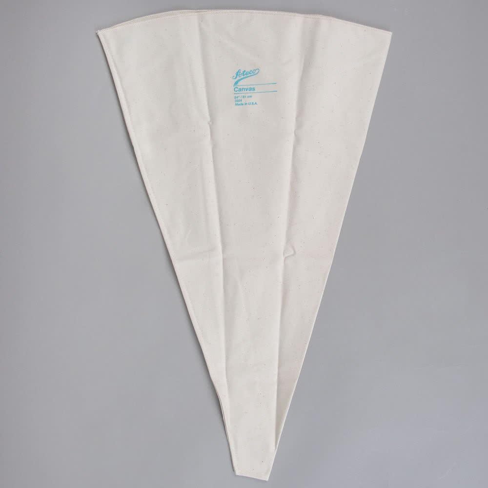 Ateco 3224 24" Canvas Pastry Decorating Bag - Durable Heat Resistant, Hemmed Tip, French Seamed Side