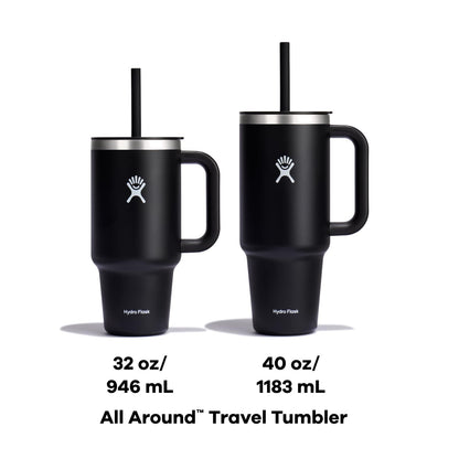 Hydro Flask Travel Tumbler with Handle, Lid and Straw - Insulated Stainless Steel in 40 Oz Trillium