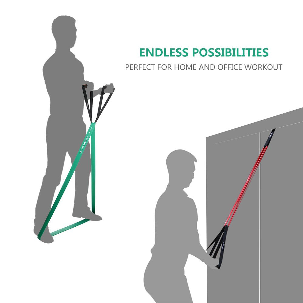 TOMSHOO 5 Packs Pull up Assist Bands, Resistance Bands with Straps Handles and Door Anchor, Stretch Bands,Exercise Bands with Guide for Fitness