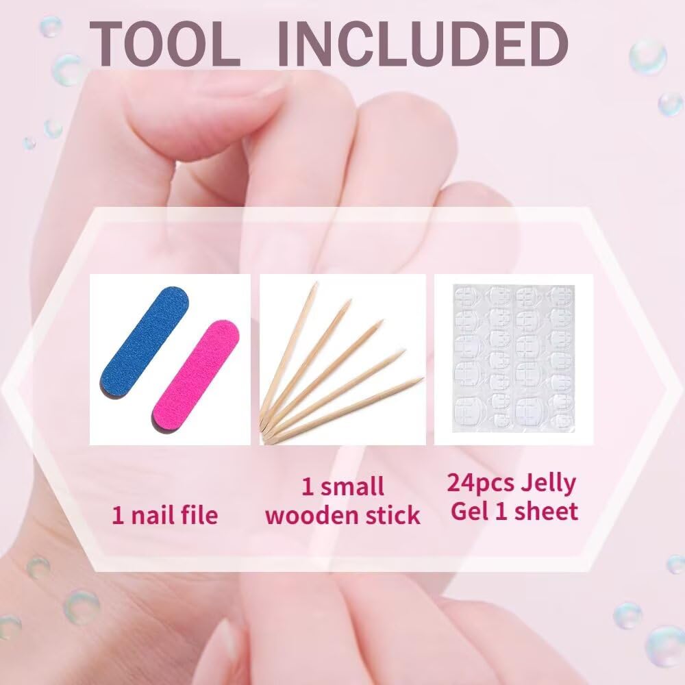10Pcs Press On Nails - MAGLFELL Handmade Stiletto Pink Fake Nails, 3D Pink Carved Flower, and Gold Plated Accessories Design, Reusable Artificial False Nails for Women Acrylic Nails Kit (Size S)