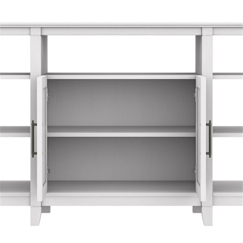 Bush Home Key West Tall TV Stand for 65 Inch TV in Pure White Oak, Farmhouse Entertainment Center with Storage