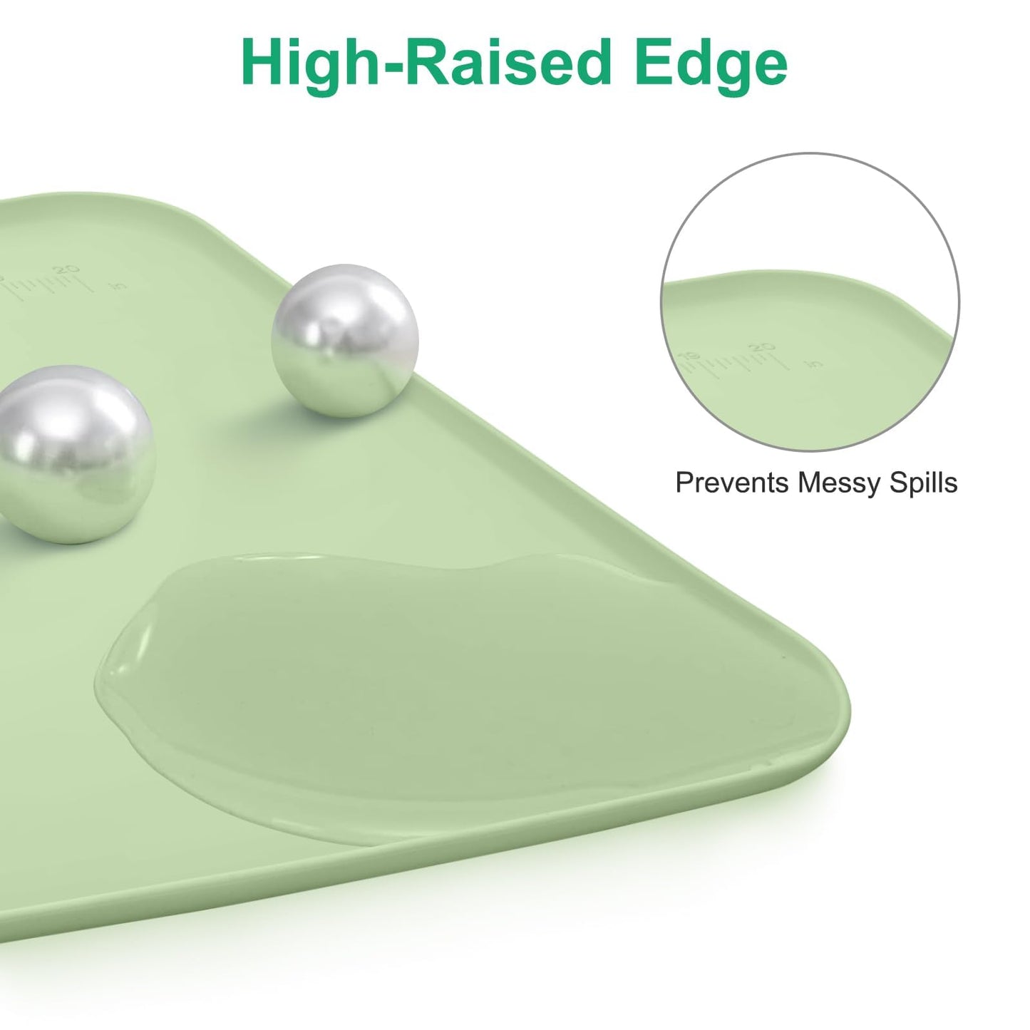 EEEKit Silicone Mat for Crafts, 23.6" x 15.7" Painting Mat with Raised Sides to Stay Tidy, Silicone Crafting Sheet for Crafts Creation, Green