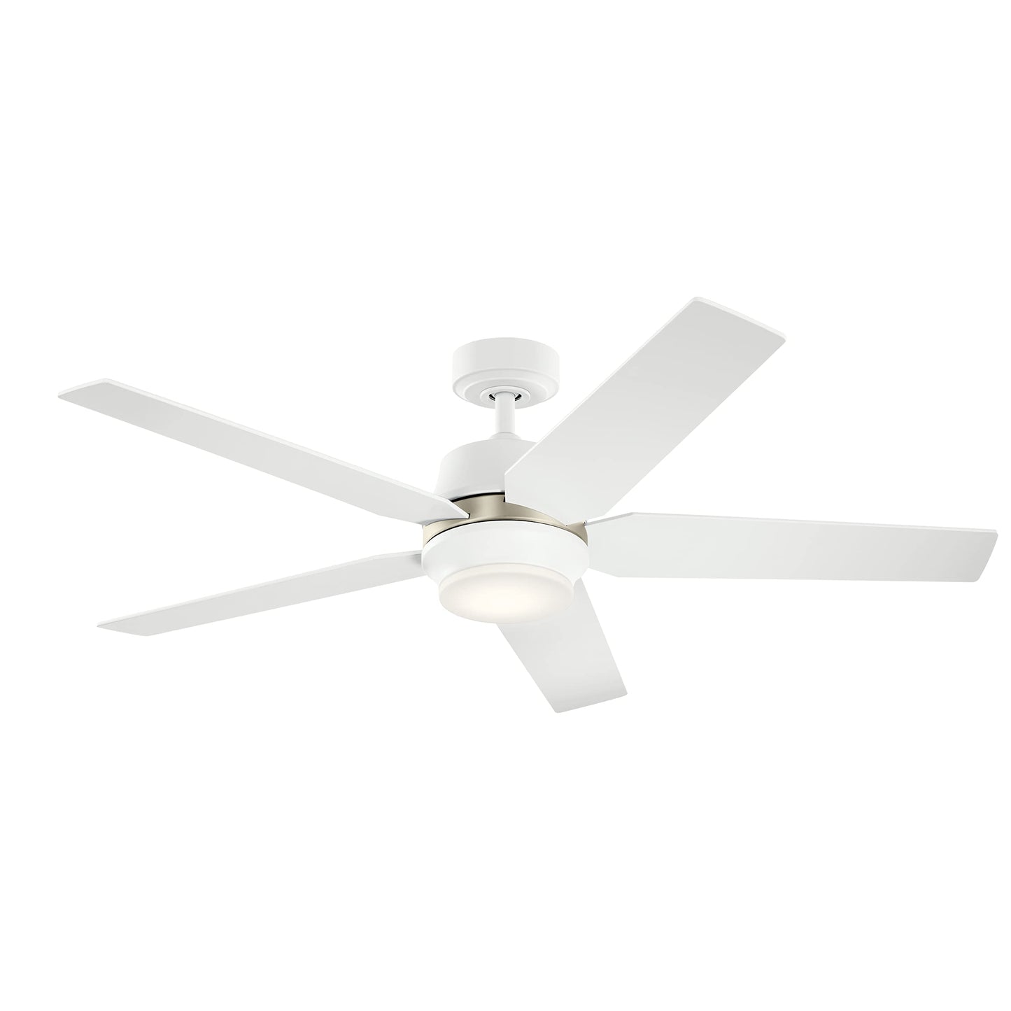 Kichler Maeve 52 inch LED Ceiling Fan with Satin Etched Cased Opal Glass in Matte White with Matte White Blades