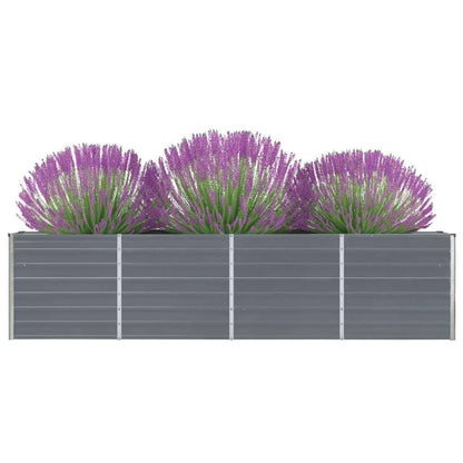 Foknhdi Raised Garden Bed 126"x15.7"x30.3" Grey Galvanized Steel Large Outdoor Planter Box for Patio Lawn Balcony Durable Rust Resistant Flower or Vegetable Planter