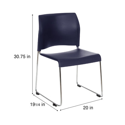 OEF Furnishings OEF8804-11-04/4 Commercial Stack Chair (Hard Plastic Seat and Back, Midnight Blue, Chrome Frame, 4-Pack)