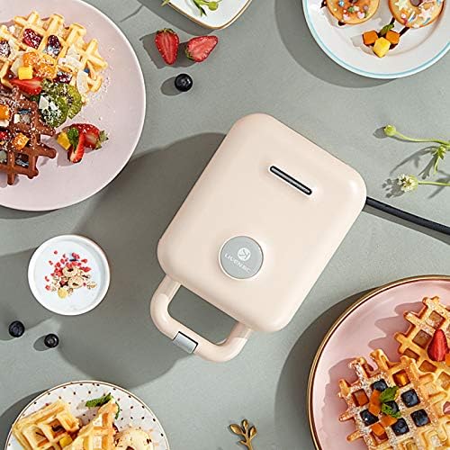 LIVEN Mini Waffle Maker with 3 Shapes Removable Plates, Electric Non-Stick Breakfast Machine, Pink