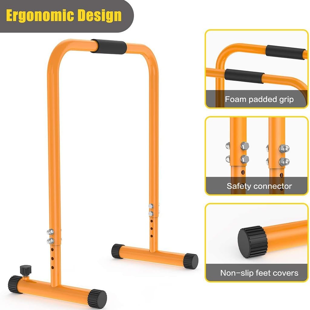 GGZONE Dip Stands Bar Adjustable Parallel Bars Dip Station, Capacity Perfect for Home and Garage Gym Exercise Equipment Gymnastics (Color : Gray)