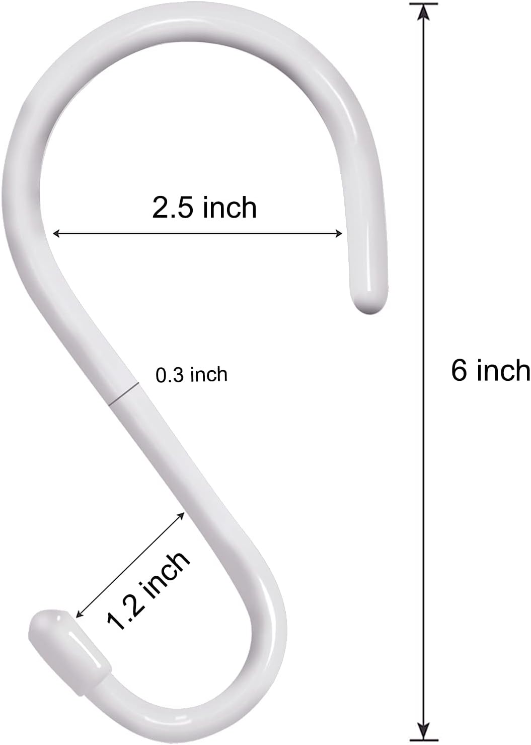 4 Pack Large S Hooks for Hanging Heavy Duty, 6 inch Non Slip Vinyl Coated Metal Closet S Hooks for Kitchen Utensils,