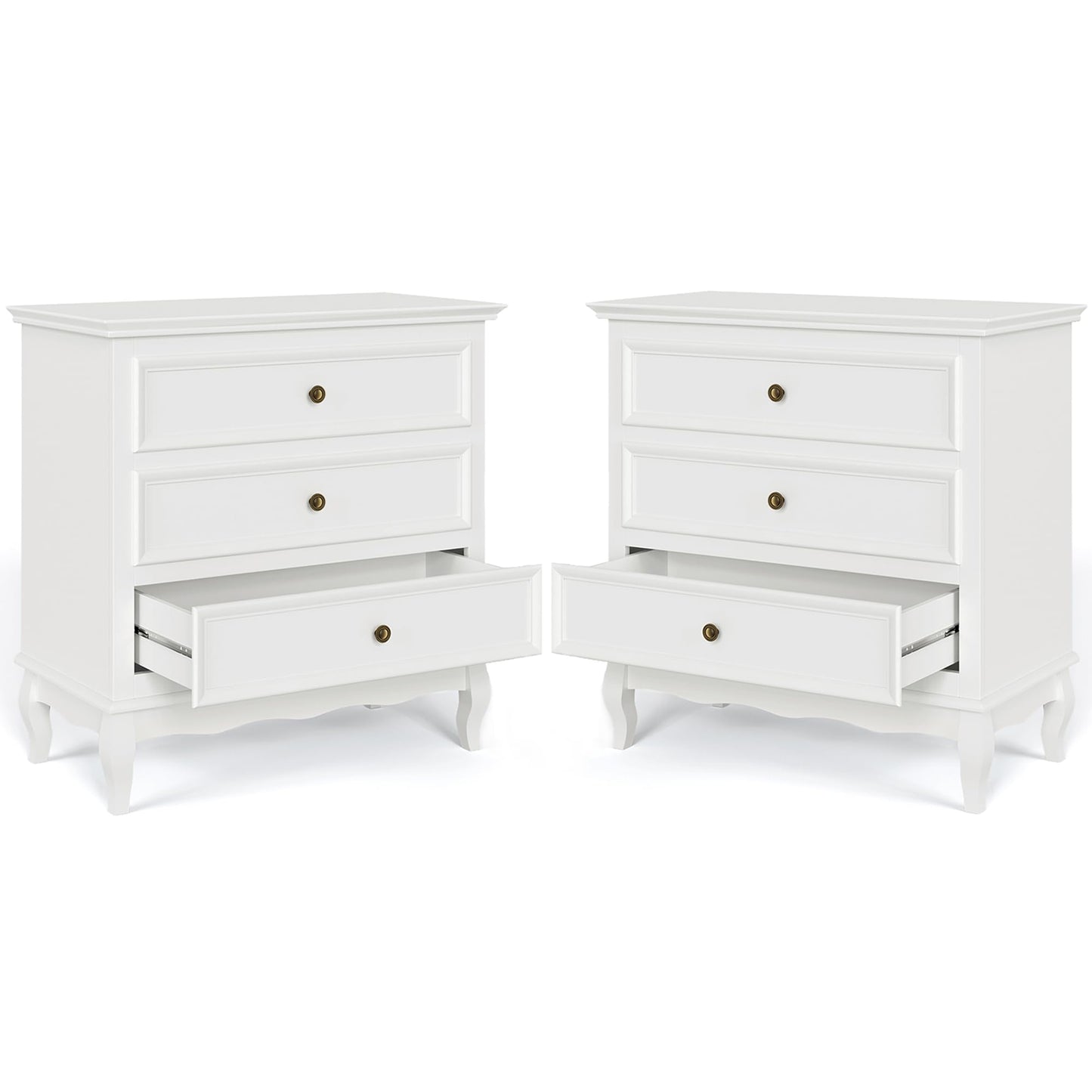 FansaFurn White Buffet Sideboard Set of 2, Wooden Sideboard Cabinet Organizer for Living Room, Hallway